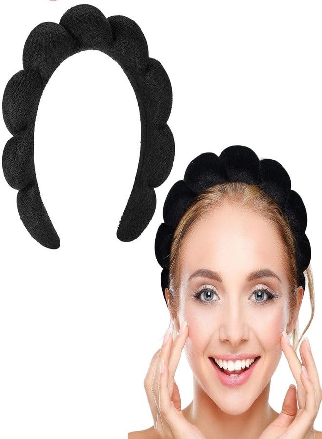 XFyt Spa Hairband for women girls facials makeup | Stylish Super soft sponge headband hair bands (Black) - Image 4