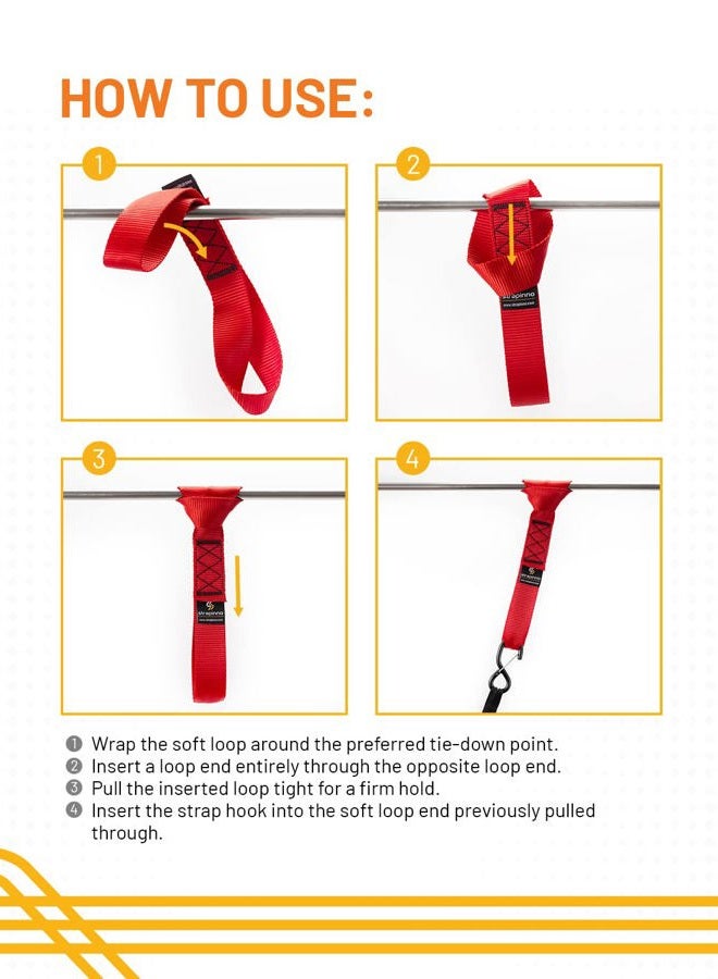 Strapinno 4pcs. Soft Loop Tie-Down Straps -1.7 in x 17 in Straps with 10,500lbs Breaking Strength and 3,500lbs Working Load Limit Each, Ideal for Securing ATV, UTV, Vehicles, and Other Equipment(Red) - Image 4