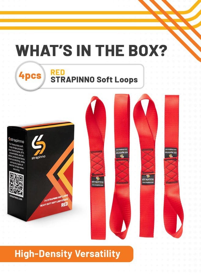 Strapinno 4pcs. Soft Loop Tie-Down Straps -1.7 in x 17 in Straps with 10,500lbs Breaking Strength and 3,500lbs Working Load Limit Each, Ideal for Securing ATV, UTV, Vehicles, and Other Equipment(Red) - Image 3