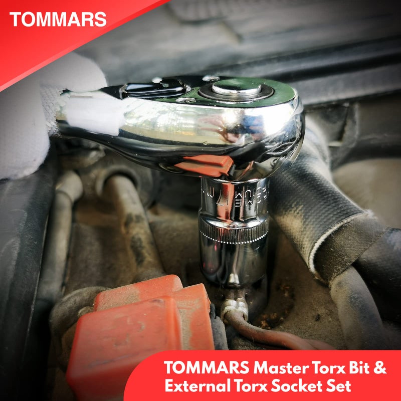 TOMMARS 60-Pc Master Torx Bit Socket and External Socket Set 1/4", 3/8", 1/2" Drive, S2 Steel Bits, CRV Sockets E4-E24, T6-T70,TT6-TT70,TP8-TP60 - Image 2