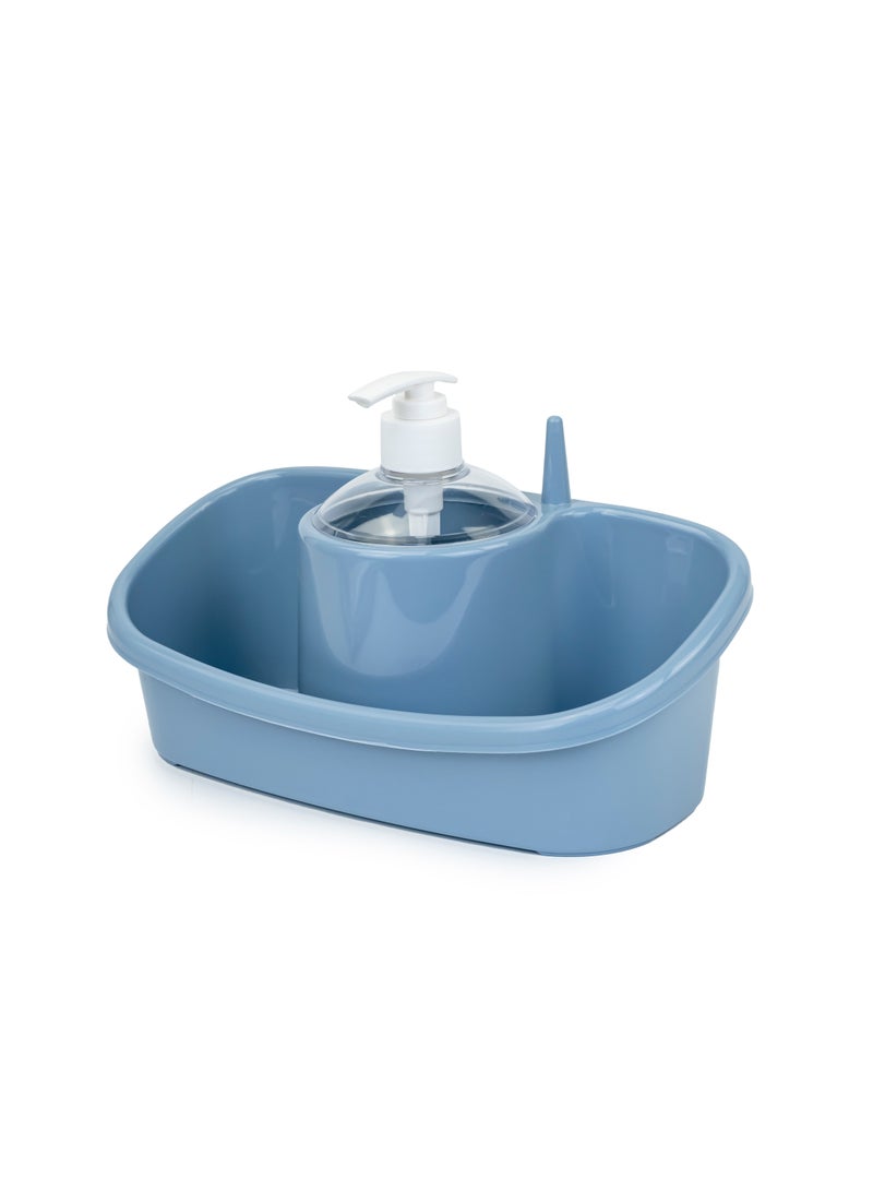 بلاستيك فورت 3 في 1 موزع صابون وحامل اسفنج - 250 مل - ازرق - Image 3