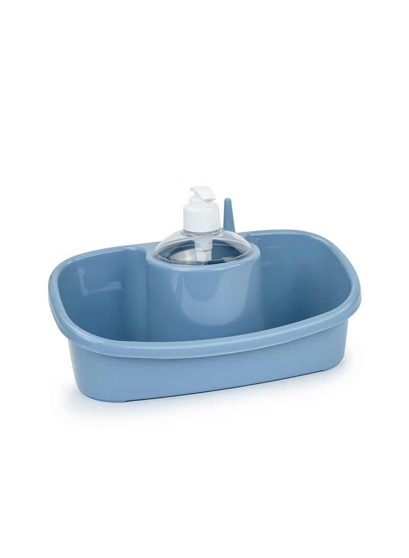 بلاستيك فورت 3 في 1 موزع صابون وحامل اسفنج - 250 مل - ازرق - Image 2