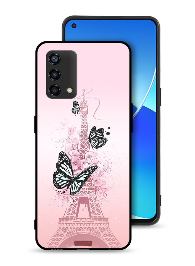 Tolwak Oppo A95 4G Protective Case Cover Butterflies On Eiffel Tower - Image 1