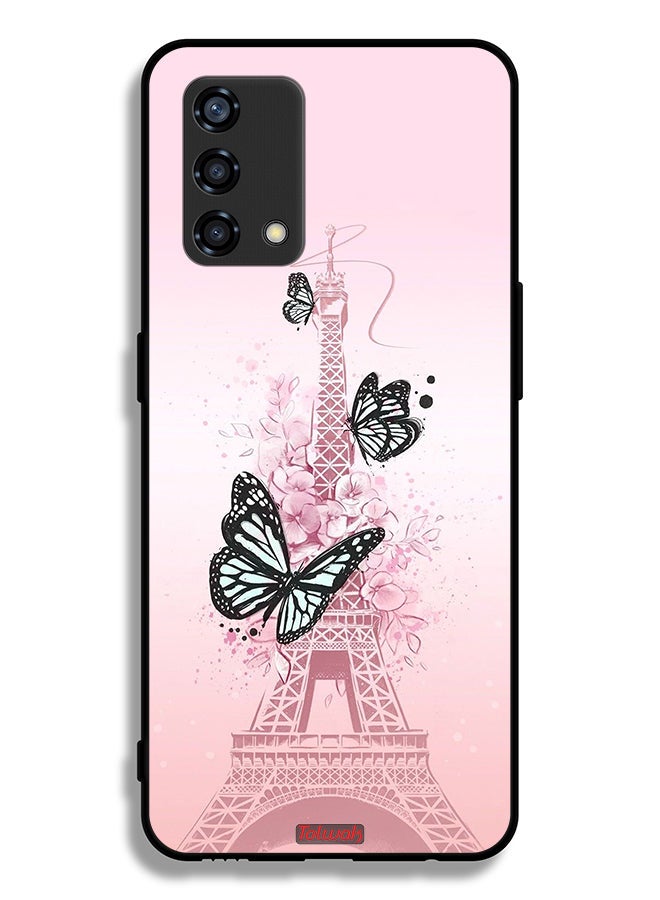 Tolwak Oppo A95 4G Protective Case Cover Butterflies On Eiffel Tower - Image 2