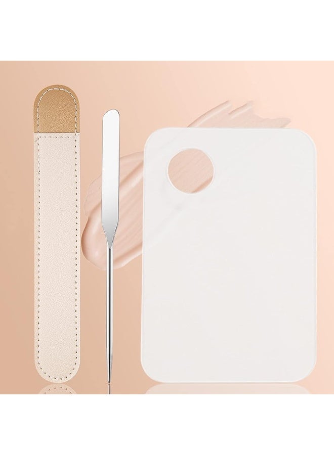 ماي كرييت مجموعة ملعقة ولوحة مكياج MAYCREATE®، ملعقة من الفولاذ المقاوم للصدأ ومجموعة لوحة أساس أكريليك شفافة، أداة مكياج تجميلية مع غلاف واقٍ من البولي يوريثان، عدد 1 - Image 5