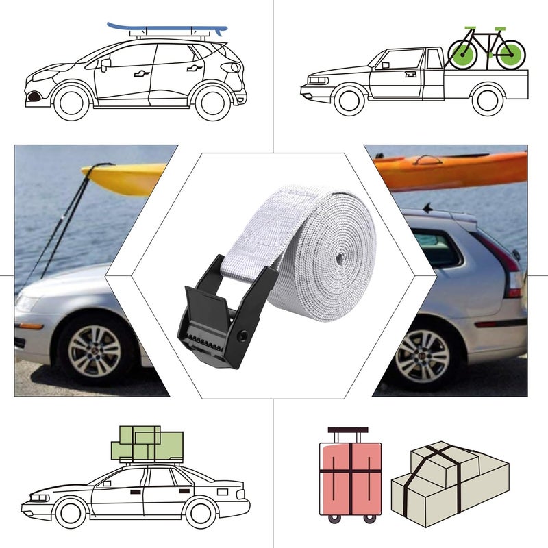 تراي وندر أربطة تثبيت ، أربطة ربط مصنوعة من النايلون، أحزمة قوية للأمتعة وتعبئة الحقائب، شحن البضائع (اللون الرمادي - 2 عبوات، طول 9.8 قدم) - Image 5