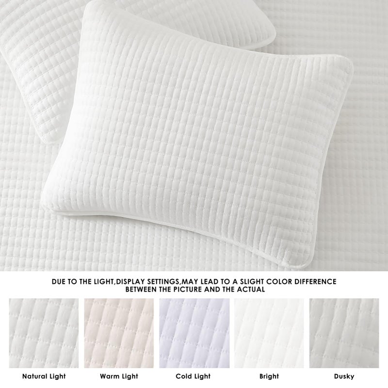 WRENSONGE White King Size Quilt Bedding Sets-3 Pieces Lightweight Bedspreads Summer Coverlet for All Season, Soft King Quilt Bedding Set with 2 Pillow Shams Suitable for Bed, Couch, Quilt Blanket - Image 5