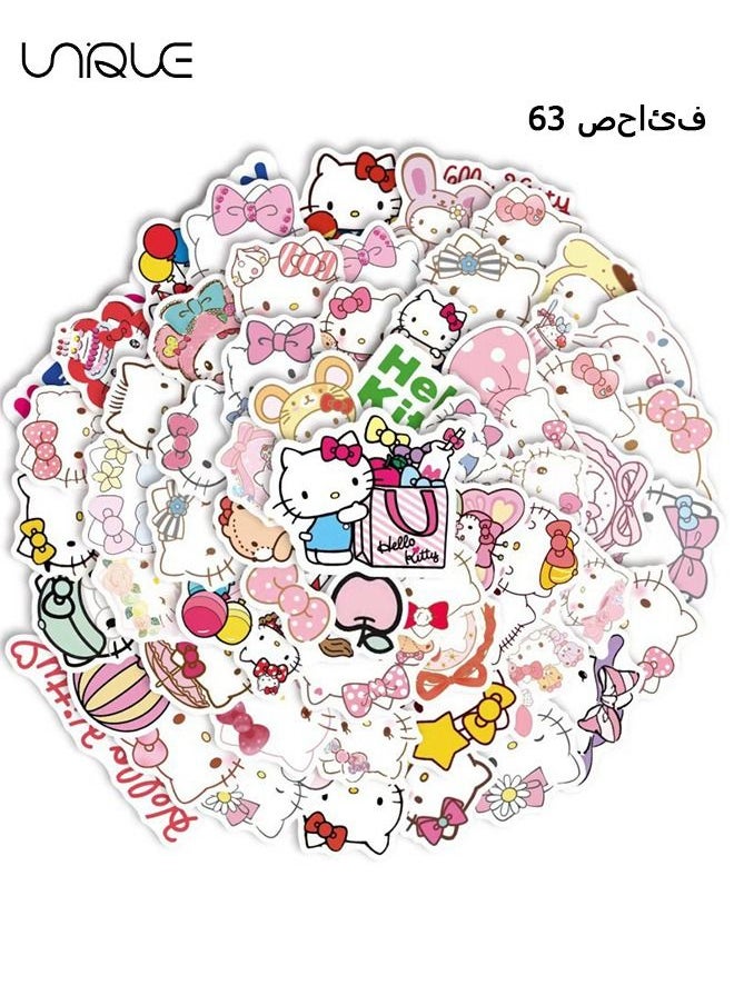 Unique 63Pcs Hello Kitty Waterproof Stickers-Stickers,Children's Gifts, Envelope Stickers, Sticker Gifts, Anime Sealing Stickers, Various Sealing Package Stickers  - Image 1