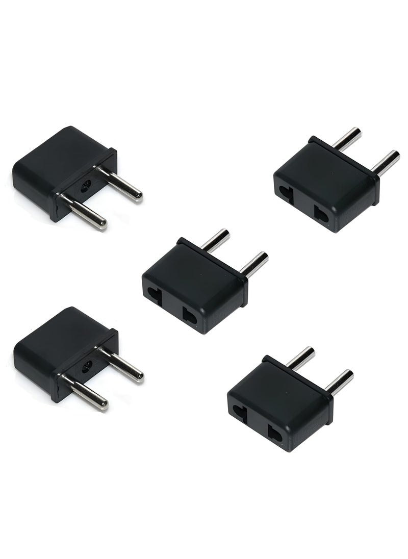 fdealz fdealz 10 Pieces US Female Flat Pin to EU Plug India 2 Pin Male AC Wall Universal Travel Power Socket Plug Adaptor AC 250V Black 2 Pin Flat US to EU Male Connector  - Image 1