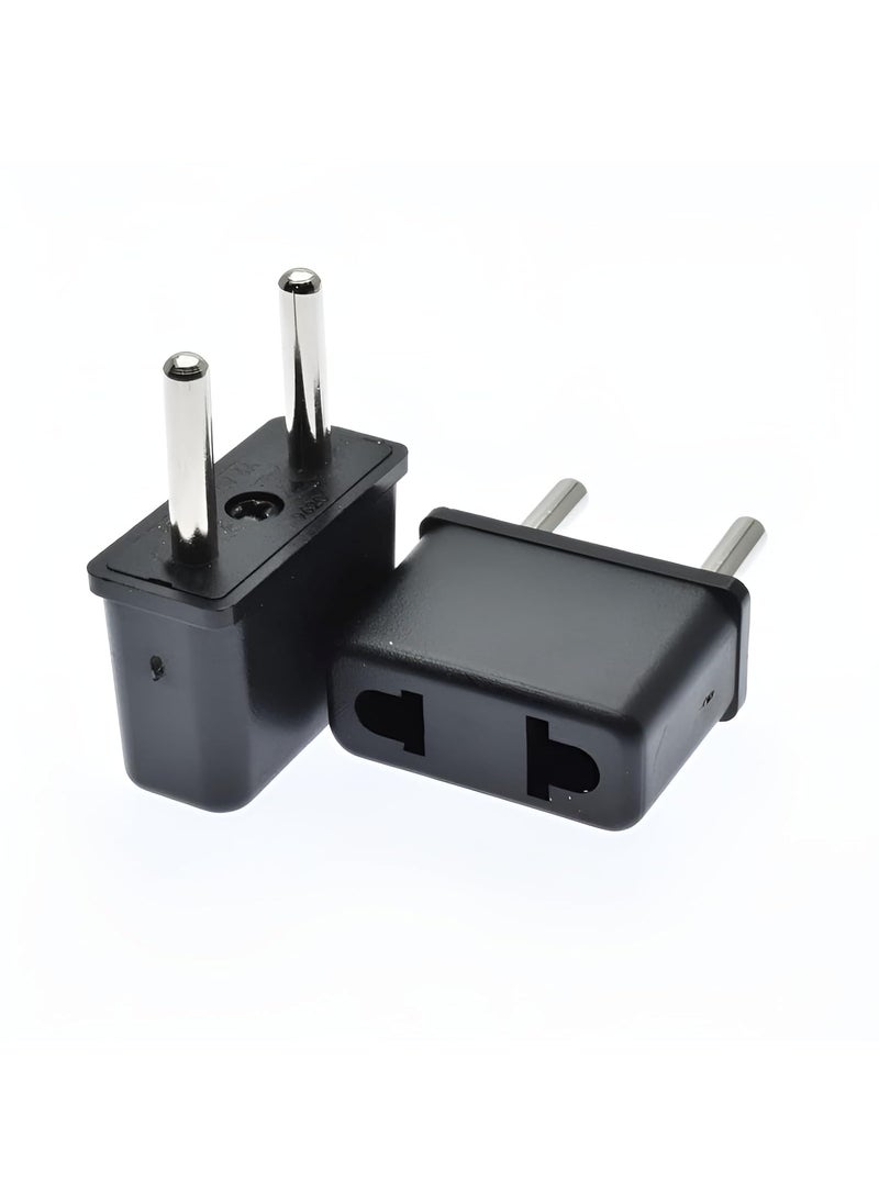 fdealz fdealz 10 Pieces US Female Flat Pin to EU Plug India 2 Pin Male AC Wall Universal Travel Power Socket Plug Adaptor AC 250V Black 2 Pin Flat US to EU Male Connector  - Image 4