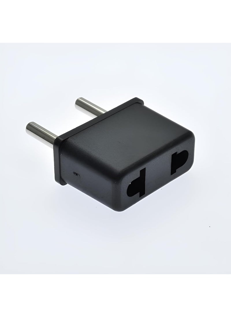 fdealz fdealz 10 Pieces US Female Flat Pin to EU Plug India 2 Pin Male AC Wall Universal Travel Power Socket Plug Adaptor AC 250V Black 2 Pin Flat US to EU Male Connector  - Image 2