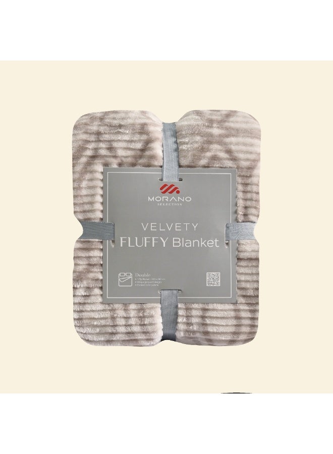 Morano Fluffy Blanket Printed Model 220X240Cm Ultra Soft Polyester Lightweight Cozy Warm Throw Textured Stripe Design Sofa Bed Cover Comfortable Fleece Winter Blanket, for Home and Bedding - Image 1