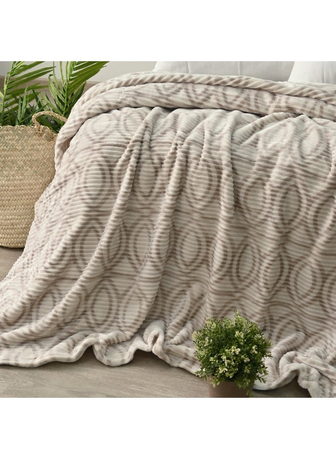 Morano Fluffy Blanket Printed Model 220X240Cm Ultra Soft Polyester Lightweight Cozy Warm Throw Textured Stripe Design Sofa Bed Cover Comfortable Fleece Winter Blanket, for Home and Bedding - Image 2