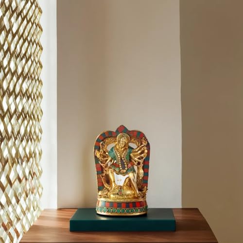 Kartique Brass Idol of Maa Kali for Spiritual Home Decor in Multicolor Height 6.75 Inch - Image 2