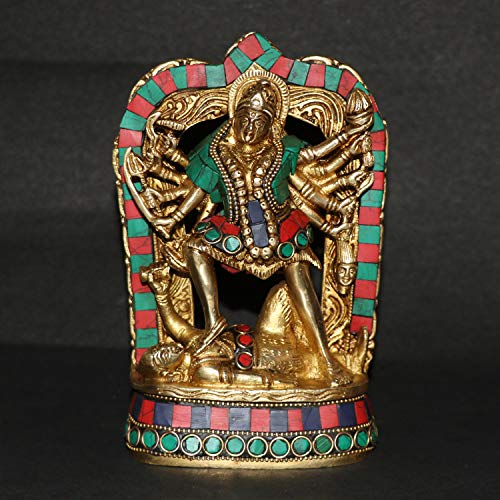Kartique Brass Idol of Maa Kali for Spiritual Home Decor in Multicolor Height 6.75 Inch - Image 1