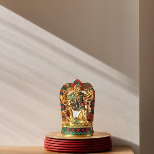 Kartique Brass Idol of Maa Kali for Spiritual Home Decor in Multicolor Height 6.75 Inch - Image 3