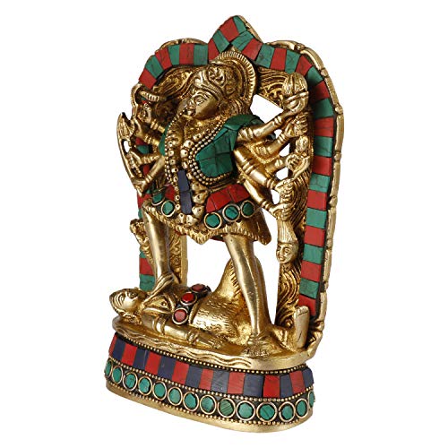 Kartique Brass Idol of Maa Kali for Spiritual Home Decor in Multicolor Height 6.75 Inch - Image 4