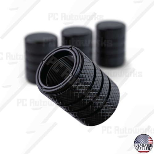 PC Autoworks Aluminum Tire Valve Stem Caps – Anti-Rust, Premium Anodized Aluminum, Corrosion-Resistant, Easy Install, Universal Fit for Car, Truck, Bike, SUV – 1 Pack/Set of 4 (Onyx Black) - Image 3