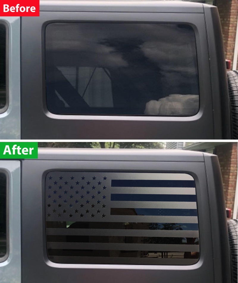 Zxiaochun Rear Window American Flag Decal Fits Jeep Wrangler JK JKU 2011-2015 2016 2017 2018 (4-Door Version), Precut Back Side Window Glass USA Flag Vinyl Sticker Exterior Accessories (Matte Black) - Image 3