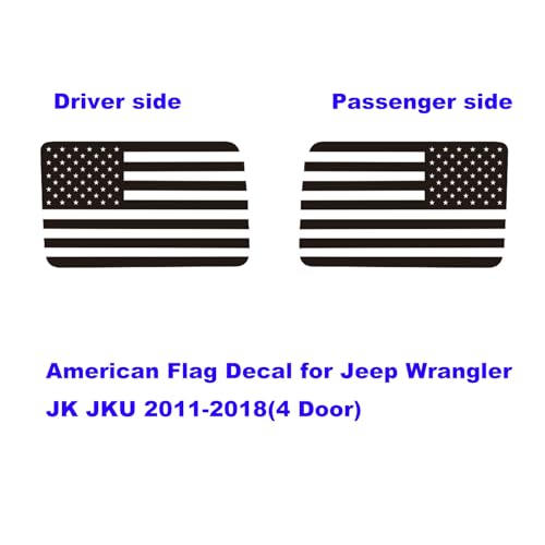 Zxiaochun Rear Window American Flag Decal Fits Jeep Wrangler JK JKU 2011-2015 2016 2017 2018 (4-Door Version), Precut Back Side Window Glass USA Flag Vinyl Sticker Exterior Accessories (Matte Black) - Image 2