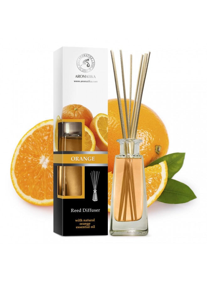 Aromatika معطر برتقالي مع زيت البرتقال 3.4 أونصة سائلة - غرفة منعشة - عطر يدوم طويلاً - معطر عصي برتقالي - مجموعة هدايا المعطر - للعلاج بالروائح - المنزل - معطر زيت البرتقال الأساسي من أروما تيكا - Image 2