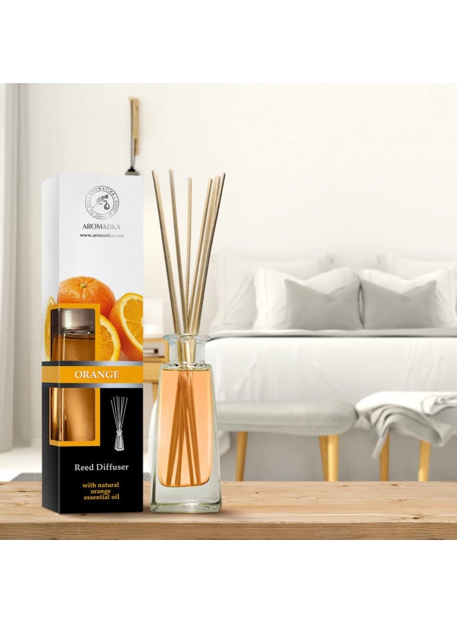 Aromatika معطر برتقالي مع زيت البرتقال 3.4 أونصة سائلة - غرفة منعشة - عطر يدوم طويلاً - معطر عصي برتقالي - مجموعة هدايا المعطر - للعلاج بالروائح - المنزل - معطر زيت البرتقال الأساسي من أروما تيكا - Image 3