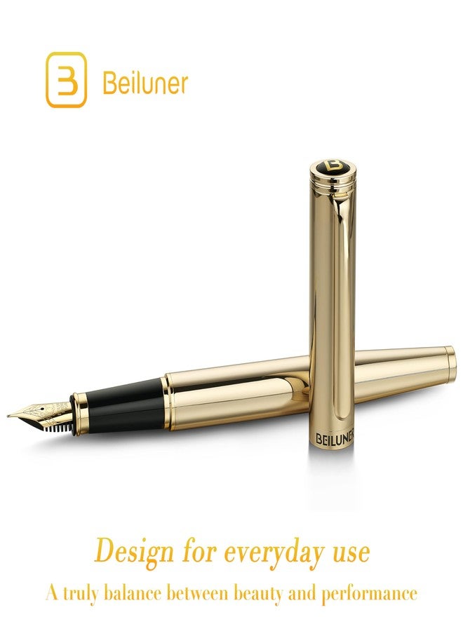 BEILUNER Gold Fountain Pen,Stunning Luxury Pens with 24K Gold Accents, Gorgeous 24K Gilded Nib(Fine), Ink Converter,Fancy Pen Gift for Men&Women-Elegant, Graduation, Office, Reliable,Nice for Writing - Image 2