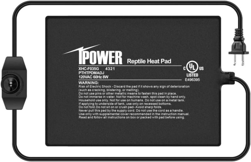 iPower 6 by 8 Inch Reptile Heating Pad with Temperature Adjustable Controller Knob Under Tank Warmer Terrarium Heat Mat for Reptiles and Amphibians - Image 1