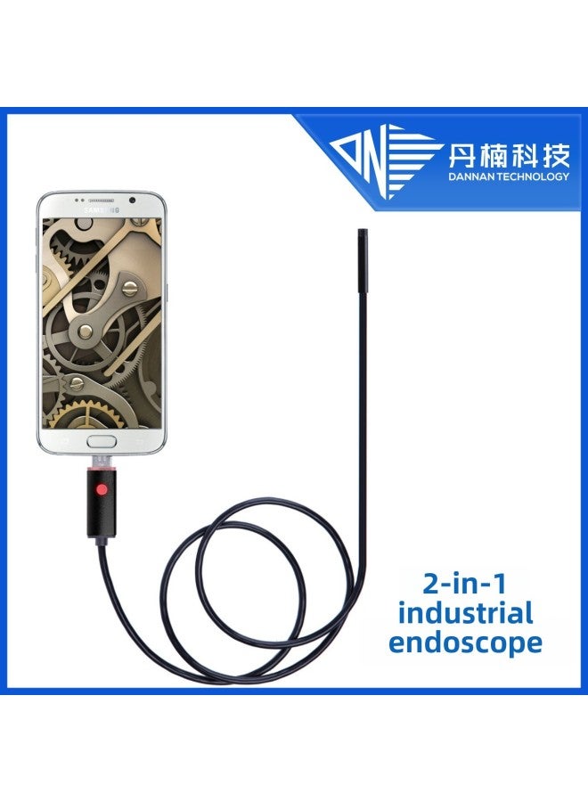 Spot HD Android Mobile Phone Computer 2-in -1 Industrial Endoscope Pipeline Auto Repair Waterproof Macro Camera-Color:Gold 5m Hard Line - Image 2