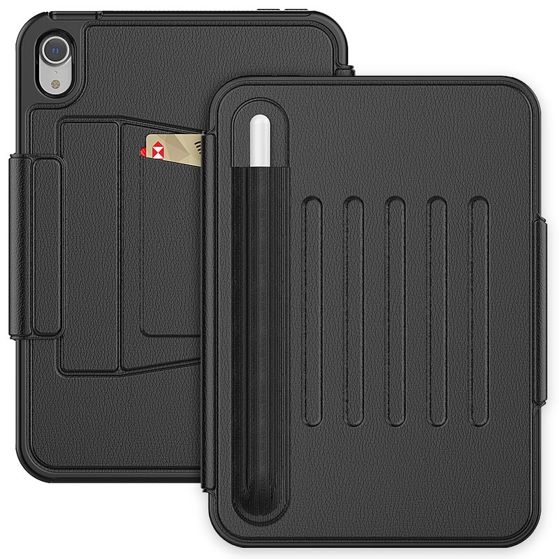 erorex For Ipad Mini 6 / Mini 2024 Smart B Magnetic Leather Tablet Case(Black) - Image 1