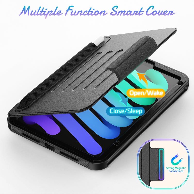erorex For Ipad Mini 6 / Mini 2024 Smart B Magnetic Leather Tablet Case(Black) - Image 4