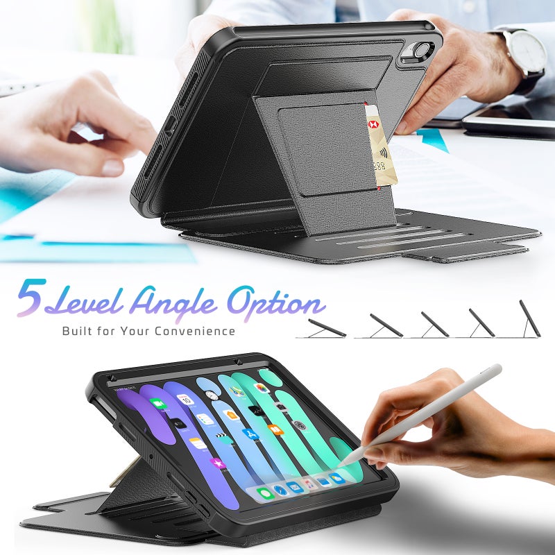 erorex For Ipad Mini 6 / Mini 2024 Smart B Magnetic Leather Tablet Case(Black) - Image 3