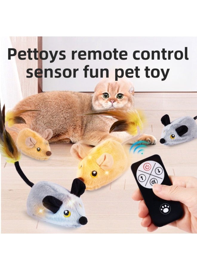 Fun Cat Toy Charging Upgrade Electric Induction Mouse Trembles Simulation Small White Rabbit Plush Cat Self-hi To Relieve Boredom Dog-Color:Rechargeable Mouse English Box Set (grey + Yellow)  - Image 4