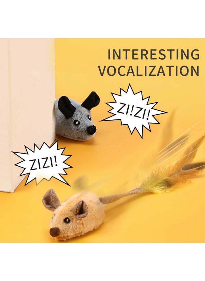 Fun Cat Toy Charging Upgrade Electric Induction Mouse Trembles Simulation Small White Rabbit Plush Cat Self-hi To Relieve Boredom Dog-Color:Rechargeable Mouse English Box Set (grey + Yellow)  - Image 2