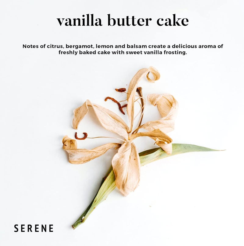 Hidden Label شمعة معطرة كبيرة من ماركة Hidden Label، عطر Vanilla Butter Cake، شمعة ضخمة 30 أونصة بثلاث فتائل، شموع الصويا الطبيعية بطيئة الاحتراق للمنزل من مجموعة Serene - Image 2