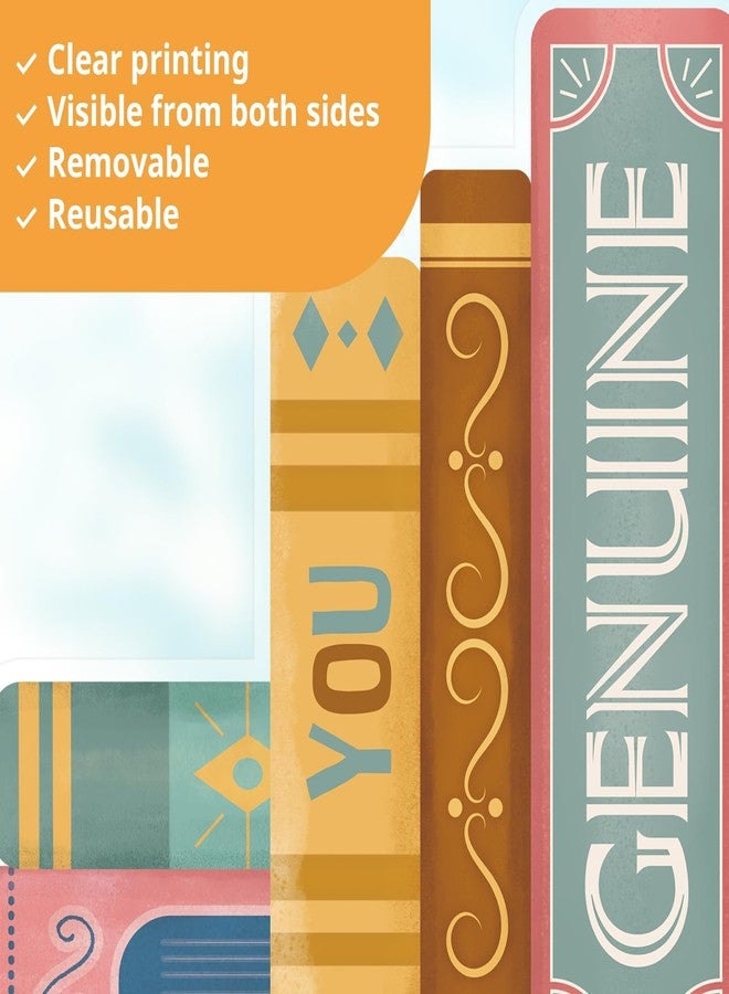 ديكو وال ملصقات نوافذ مطبوعة باقتباسات من الكتب من ديكوول CDS9-9006، ملصقات زجاجية مزدوجة الجوانب، مثالية لأول يوم دراسي، أو حفلة العودة إلى المدرسة، أو ديكور المنزل، أو الفصل الدراسي، أو المكتبة، أو الحفلات المنزلية. - Image 4