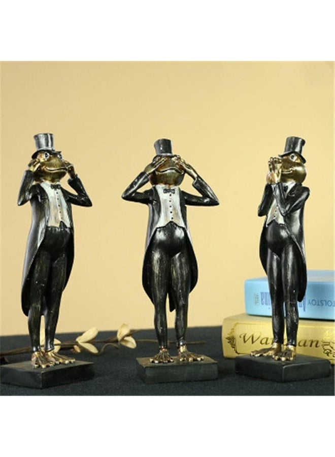 Creative Cartoon Crafts Frog Statue Modern Living Room Office Home Decor Artware Sculpture (B) - Image 4