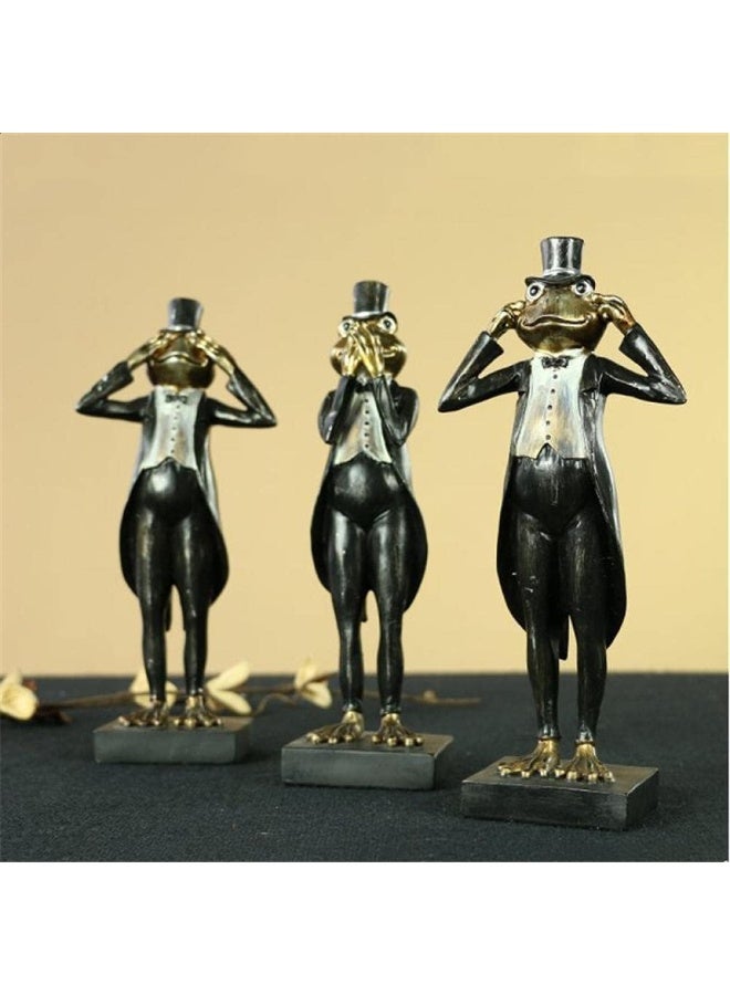 Creative Cartoon Crafts Frog Statue Modern Living Room Office Home Decor Artware Sculpture (B) - Image 3
