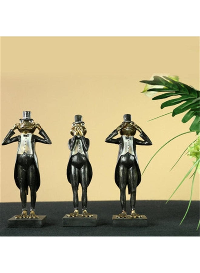Creative Cartoon Crafts Frog Statue Modern Living Room Office Home Decor Artware Sculpture (B) - Image 5