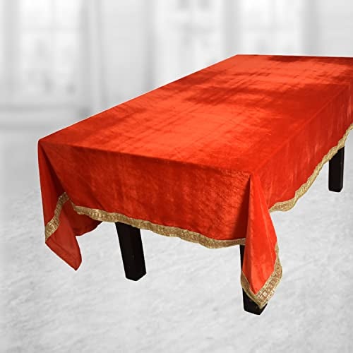 Dulhan DLC (1mtr X 1.5 Meter) Velvet Table Cover for Decoration, Pooja Table Cloth,Medium Size Puja Cloth for Mandir and Multipurpose use Ganpati Aasan,Janmashtmi, Navratri and Festive Home Decor - Image 1