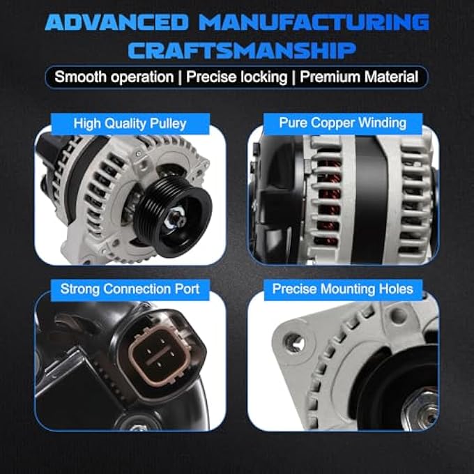 YOMALL Alternator 13918 13918N for 2002 2003 2004 Odyssey 3.5L, for 2003-2004 Pilot 3.5L, for 2001-2002 MDX 3.5L, 130Amp 6-Groove Pulley Vehicle Alternator 31100-PGK-A01 104210-3090 - Image 4