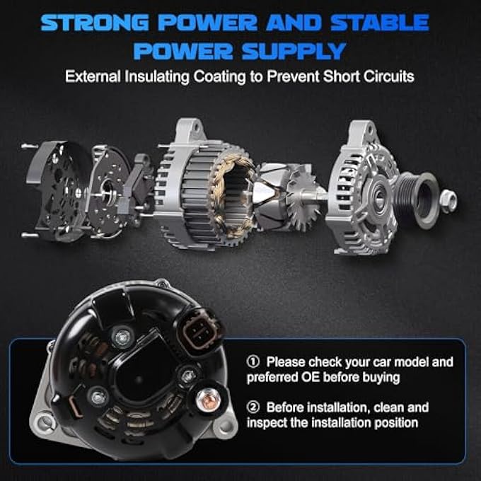 YOMALL Alternator 13918 13918N for 2002 2003 2004 Odyssey 3.5L, for 2003-2004 Pilot 3.5L, for 2001-2002 MDX 3.5L, 130Amp 6-Groove Pulley Vehicle Alternator 31100-PGK-A01 104210-3090 - Image 5