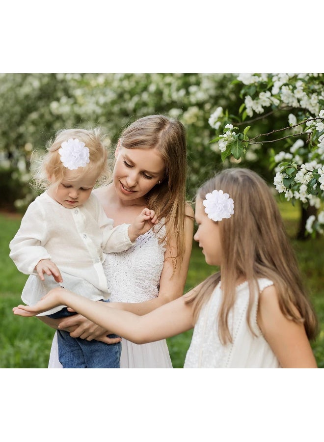 Cinaci 24 Pack/12 Pairs Solid 2.8" Chiffon Flower Fully Lined Alligator Hair Clips Duckbill Barrettes Accessories for Baby Girls Infants Toddlers Kids - Image 3