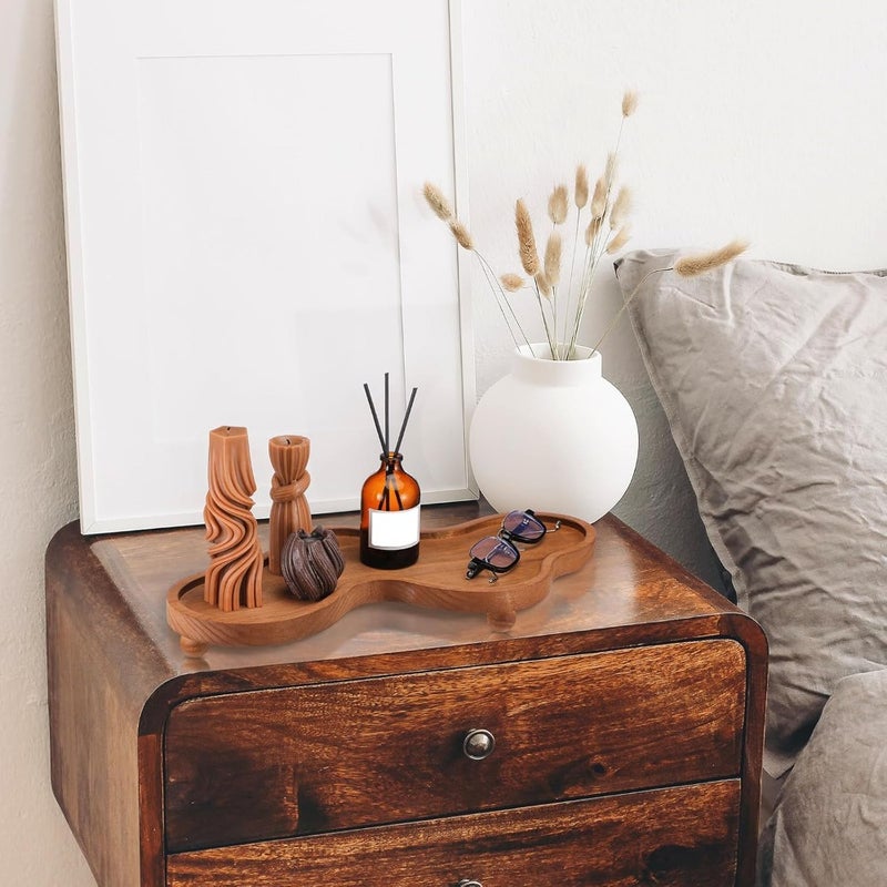 Wood Cloud Perfume Tray, Irregular Wooden Jewelry Decorative Tray, Trinket Dish Ring Holder Dish for Women, Aesthetic Room Decor for Vanity, Desk, Coffee Table, Birthday Gift Brown - Image 2