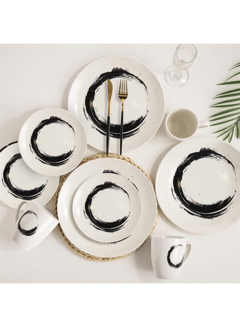 DANUBE HOME Radiance 16-Piece Porcelain Dinner Set – Elegant Durable Porcelain Dinnerware with Plates, Bowls & Mugs, Perfect for Family Meals, Formal Dining, Restaurants & Everyday Use - Serves 4 - Image 1