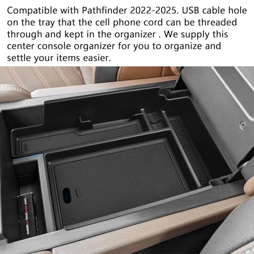 TACOBRO TACORBO Center Console Organizer Tray for Nissan Pathfinder 2022 2023 2024 2025 Accessory, Interior Armrest Storage Box Insert Tray,Black - Image 3