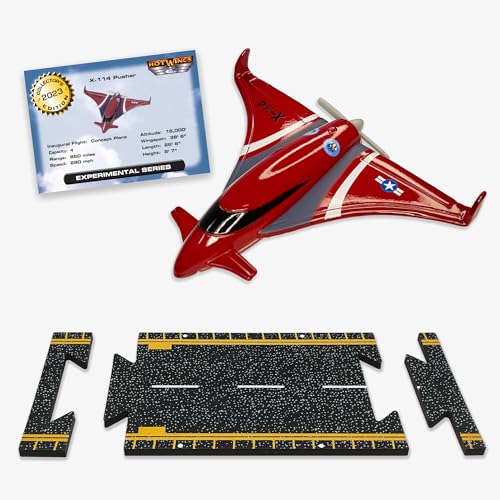 Hot Wings Planes Wings X-114 Pusher with Connectible Runway Red - Image 1