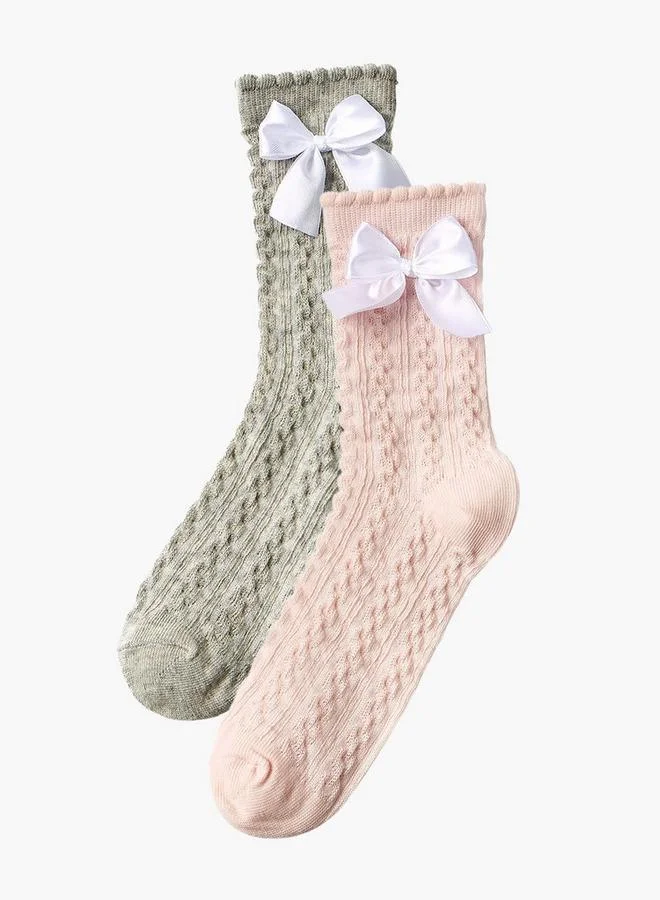 ليتل ميسي Pack Of 2 Girls Non Terry Socks Knee Length