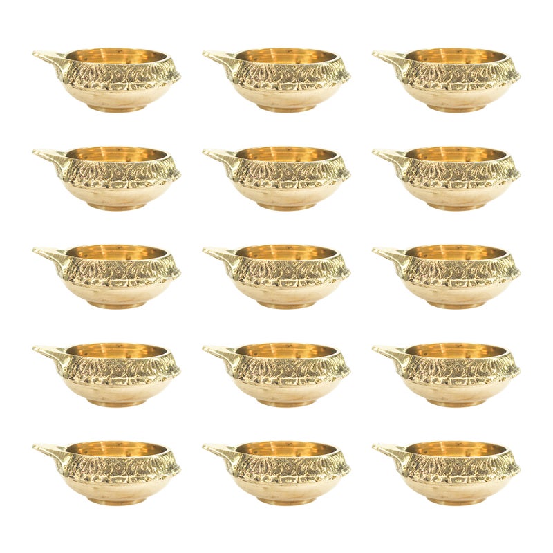Dokchan Brass Kuber Diyas Oil Lamps for Puja Room Decoration