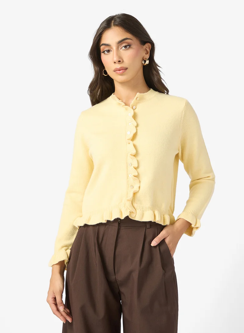 ELLA Cardigan With Baby Ruffled Hem